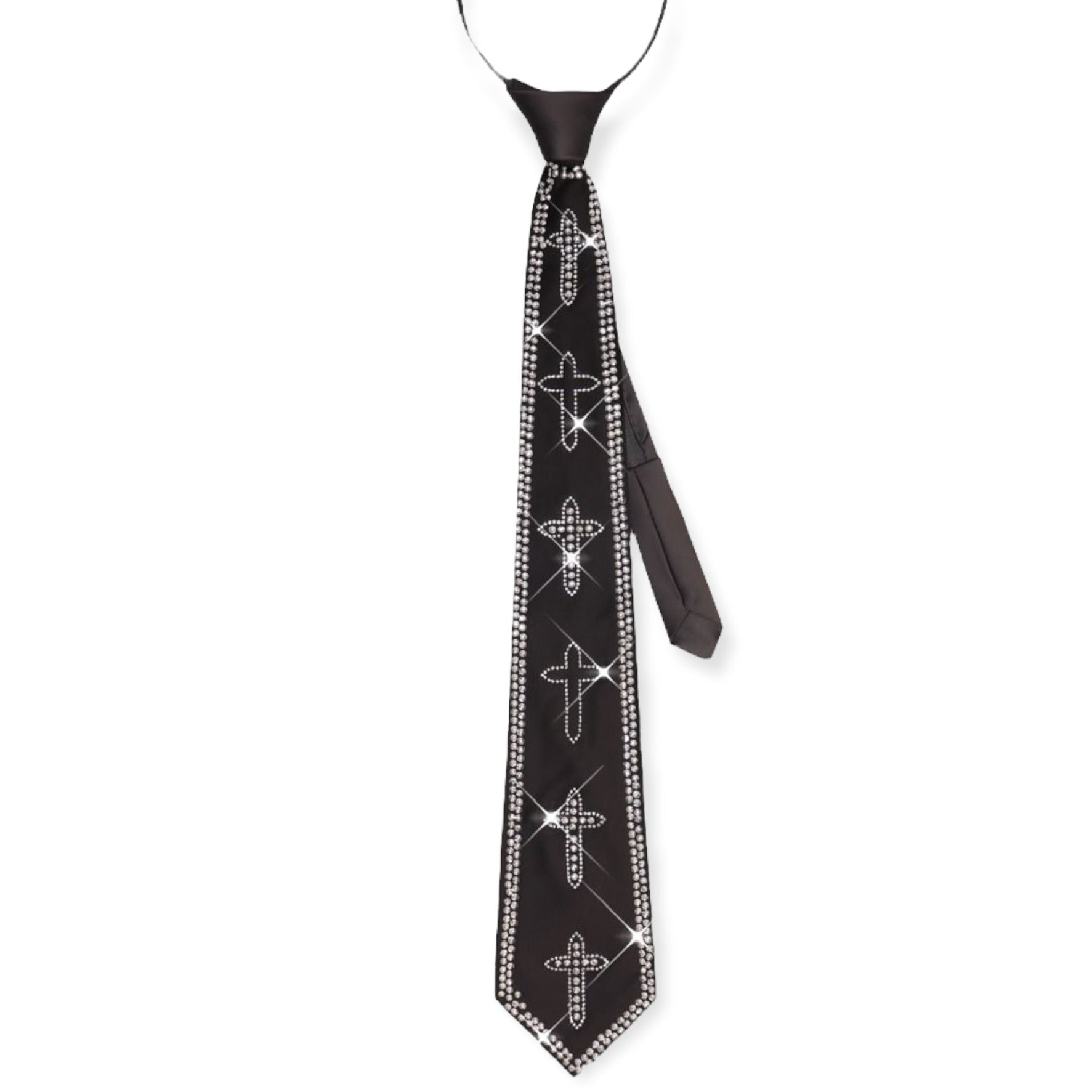BAROCCO: Rhinestone Zipper Neck Tie TIE54